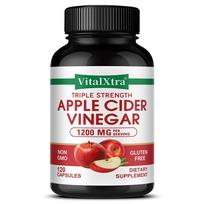 VitalXtra Apple Cider Vinegar Supplement 1200mg, Triple Strength, 120 Cpas 120 Capsules