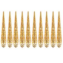 10Pcs Indian Thai Dance Belly Dance Peacock Finger Nail Tip False Nail Dance False Nail Finger Jewelry beige