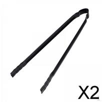 2xBBQ Tongs Firewood Heavy Duty Premium Grill Serving Tools for Outdoor Fire Place black