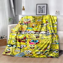 Juokingas S-SpongeBob Patrick Star Animacinis Flanelinis Antklodas Minkštas Šiltas Mėtomasis Antklodas Miegamajam Svetainei Lovai Stovyklavimui Iškylai Vaikams 130cmx150cm
