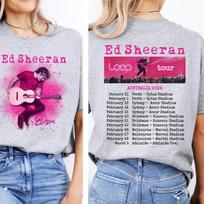 Ed Sheeran 2026 Australian Loop Tour Cotton Short Sleeves Tshirt Fan Gift Aesthetic Pop Music Print Tshirt Men Women Tee Tops 3XL pink