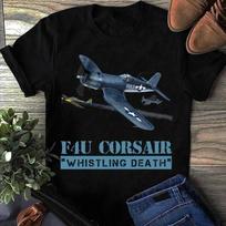 F4U Corsair Whistling Death Warbird Airplane T Shirt, Gift for Airplane Lover, A S gray