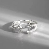 925 Silver Open Rings for Women Couple Handmade Matte Lace Irregular Finger Ring Hypoallergenic Jewelry Gifts gray