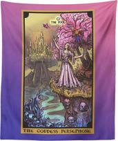 VIKAMA Goddess Persephone Fool Tarot Tapestry  Greek Pagan Witchcraft Wall Decoration And Home Decor Washable 74x94cm(29x37in) beige