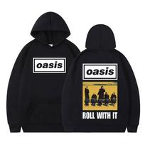 OASIS Live 25 Tour Vintažiniai gobtuvai Vyriški Mados Hip-hop Didelio dydžio sportiniai kostiumai Gotikinis Punk Aukštos kokybės megztinis su gobtuvu Gatvės stilius S gray