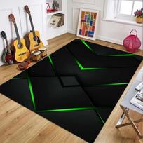 E-sporto geometrinis kilimas Fluorescuojantis juodas žalias Medaus koriaus tekstūra Technologinis stilius Didelio ploto kilimas žaidimų kambariui svetainės dekoravimui 50X80CM