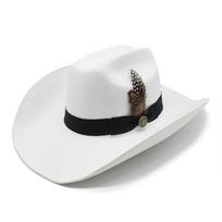 American Western Big Cowboy Hat Wool Tibetan Top Hat Men'S Big Eaves Outdoor Horse Racing Festival Knight Hat Women M（56-59cm） balta