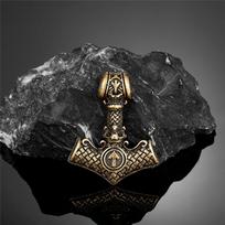 Vikings Crown Thor's Hammer Necklaces Men Stainless Steel Norse Mythology Runes Valknut Pendant Amulet Scandinavian Male Jewelry 60CM gray