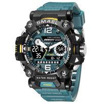 SMAEL vyriški laikrodžiai 50 m vandeniui atsparus sportinis laikrodis Military Man Sports Watch Digital 8072 Dviejų ekranų laikrodis Quartz Led Digital black