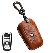 Rankų darbo automobilio raktų dėklas tinka BMW X3 X5 525Li 5 serijos aukštos kokybės raktų nuotolinio valdymo dėklui 3 key brown brown
