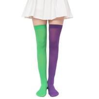 Women Christmas Thigh High Socks Asymmetrical Striped Stockings Party Costume blue