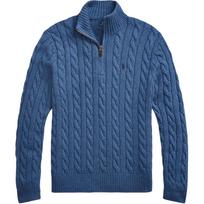 Polo Ralph Lauren FW23 Pony Logo Embroidered Half-Zip Long Sleeve Knit Sweater Men sweater Blue MNPOSWE16820504-400 S gray