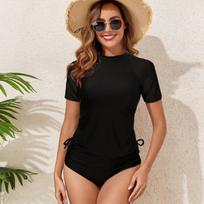 Women Conservative Two Piece High Neck Tankini Swimwear Bathing Suit XL juoda