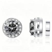 6,5 mm S925 sidabro nepraduriami magnetiniai auskarai apvalūs klasikiniai mozanito studai vyrams moterims D VVS1 subtilus papuošalas 6.5mm pilka spalva