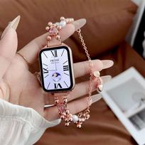 Jewelry Shell Metal Watch Band for Xiaomi mi band  8Pro 9Pro 10Pro Bracelet Slim Dressy Wristband Strap for Redmi watch 6 5 4 Women Correa brown