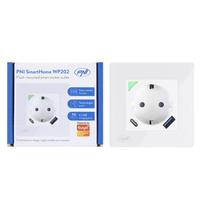 PNI SmartHome WP202 WiFi dvigubas išmanusis lizdas su įleidžiamu montavimo rėmeliu, valdymas internetu
