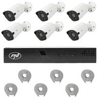 PNI House IP716J POE NVR vaizdo stebėjimo komplektas, 6 PNI IP818J 8MP kameros ir 6 20 metrų UTP CAT6 kabeliai komplekte