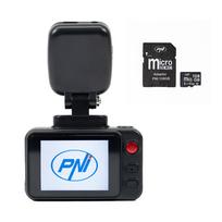 Automobilinis vaizdo registratorius PNI Voyager S2500 kameros komplektas, WiFi, 4K UHD, 2 colių ekranas ir 128GB microSD atminties kortelė komplekte