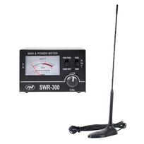 CB antena PNI PNI Extra 45, 45 cm, stiklo pluoštas ir PNI SWR-300 reflektometras SWR matavimui, juoda