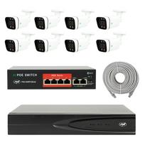 NVR POE PNI House IP810 vaizdo stebėjimo rinkinys, 8 PNI IP8POE kameros, POE komutatorius ir kabeliai komplekte