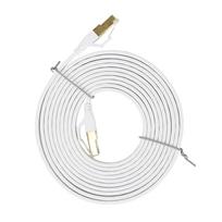 Plokščias tinklo kabelis S/STP CAT8 PNI U8030W, 2 x RJ45, 4 laidų poros, 28AWG, varinis, 40Gbps, 2000 MHz, 3m, baltas