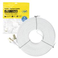 Plokščias tinklo kabelis S/STP CAT7 PNI U7150W, 2 x RJ45, 4 laidų poros, 32AWG, varinis, 10Gbps, 600 MHz, 15m, baltas