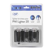 Automobilinis cigarečių degiklio skirstytuvas PNI Lighter 20 12V/24V 2 išvestys, 2 x USB, LED indikatorius