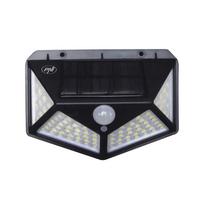 PNI GreenHouse WS10 LED saulės energija įkraunamas šviestuvas, 100 LED, 600 lm, PIR kampas 120 laipsnių, baterija 1800 mAh, montuojamas ant sienos