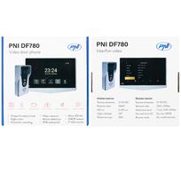 PNI DF780 vaizdo domofonas su 1 monitoriumi, 7 colių 1080p jutikliniu ekranu, kortelės lizdu, IP65, palaiko nuoseklųjį 4 monitorių, 2 išorinių blokų ir 2 vaizdo stebėjimo kamerų prijungimą