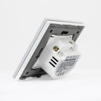 Paprastas laiptinis jungiklis ir kryžminis jungiklis su jutikliniu valdymu PNI CS101W, pagamintas iš stiklo, baltas su LED indikatoriumi, 800W