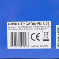 CAT6e UTP kabelis PNI U06 su 4 poromis internetui 1 Gigabit ir stebėjimo sistemoms, ritė 305m