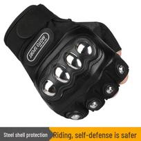Men's Half-Finger Steel Shell Combat Training Gloves juoda