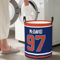 Edmonton Oilers Connor McDavid Home Jersey Back Laundry Baskets Dirty Clothes Sundries Storage Basket Large Waterproof Box One Size white