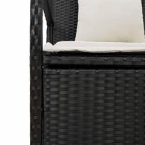 Garden Bench with Storage Space and Cushions Black Poly Rattan