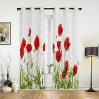 Gėlė Aguona Modernios Salės Užuolaidos Svetainei Virtuvei Berniuko Mergaitės Miegamajam Ilga Užuolaida Langams Cortinas Namų Dekoras 135W x 135H(cm) x1