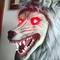 Apšviečiama vilko galvos kaukė su nagais Helovino kostiumui ir Cosplay Lighted