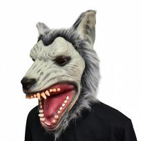 Apšviečiama vilko galvos kaukė su nagais Helovino kostiumui ir Cosplay Unlighted  gray