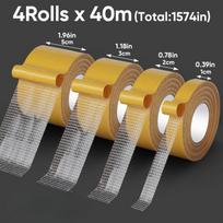 4 Rolls of Strong Double-Sided Adhesive Tape, High Viscosity Cloth Mesh,40m Total Length,Suitable for Carpets, Rugs,Wallpaper yellow