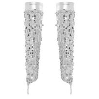 Girls Shiny Sequins Gloves with Finger Holes Jazz Dance Costume Accessories Pair 11-12 Years sidabras