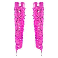 Girls Shiny Sequins Gloves with Finger Holes Jazz Dance Costume Accessories Pair 13-14 Years karšta rožinė spalva