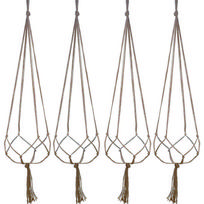 4pcs Practical Convenient Garden Plant Pot Hanging Net Bag With Breathable Root Protection For Plant Hanging Pots Balcony And Co white