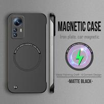 Magnetinis metalinis dažytas itin plonas berėmis telefono dėklas skirtas XIAOMI MI 12 11 Lite 12T 11T 10 10T Pro Belaidžio įkrovimo dangtelis for Xiaomi 12 juoda