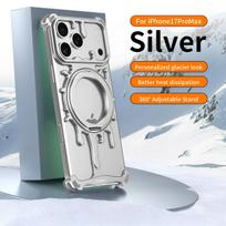 Magnetic Liquid Metal Shockproof Phone Case For iPhone17 16 15 14 Pro Max for Iphone Air 360 Degrees Rotating Stand Case iPhone 16 Pro Max gray