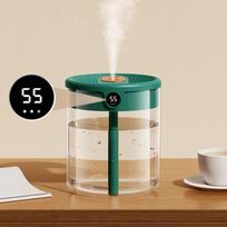2L dvigubo purkštuko oro drėkintuvas su LCD drėgmės ekranu didelės talpos aromatinių eterinių aliejų difuzorius namų miegamajam žalia