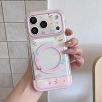 Korean Cake Dessert Bubble Tea Magnetic Phone Case For iPhone 17 Pro 16 15 Pro Max Cover with Stand Holder For Magsafe Cute Capa iPhone17 Pro gray