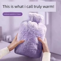 Hot Water Bottle for Filling with Water, Special for Bedding, 2025 New Model, care-Grade, Plush, Large Size, Thickened, Explosion-Proof Taro Purple★Medium Size 1000ml / Comes violetinė