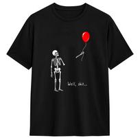 Skeleton Lost Balloon Funny Spooky Halloween Meme T Shirt Summer  Cotton T-Shirts For Men Trending Casual Tee Shirt Basic Tops S black