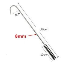 Stainless Steel Beef Meat Hooks Long Handle Roast Duck Bacon Shop Hook BBQ Wood carbon Hanger Bread Hook Kitchen Outdoor Tools 1 pcs gray