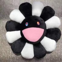 Daugiaspalvė 40cm Takashi Murakami Vaivorykštės Gėlės Pliušinė Pagalvė Su Besišypsančiais Veidais Black White