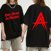 2024 Rapper Anuel AA Real Hasta La Muerte Print T-shirt Hip Hop Oversized Short Sleeve T Shirt Men Women Fashion Cotton T Shirts 4XL red